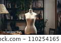 AI-generated content. Sewing production interior. Atmospheric atelier, clothing creation. 110254165