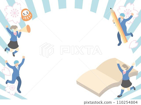 Isometric frame student exam studying education person male female background illustration material set 110254804