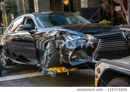 Accident car being towed away 110254880