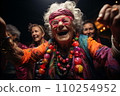 AI-generated content. Elderly people in stylish clothes and glasses at party or disco 110254952