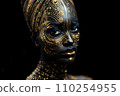AI-generated content. Portrait of african beautiful woman in yellow mask 110254955