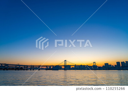 [魔法時刻素材]從豐洲Gururi公園看到的東京魔法時刻[東京] 110255266