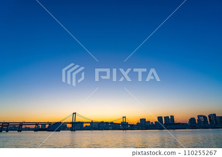 [魔法時刻素材]從豐洲Gururi公園看到的東京魔法時刻[東京] 110255267