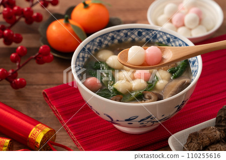 glutinous rice balls winter solstice salty glutinous rice balls red white pink Tang yuan タンユエン 団子 glutinous rice balls winter solstice salty glutinous rice balls red white pink Tang yuan タンユエン 団子 110255616