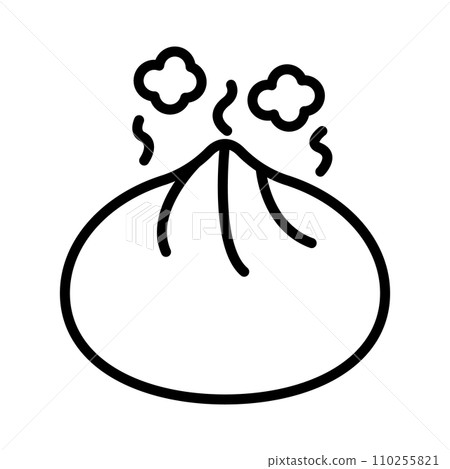 肉包子和蒸氣圖示。向量。 110255821