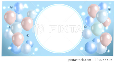Background illustration of flying balloons with a round space in the center Background illustration of flying balloons with a round space in the center 110256326