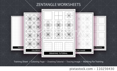 How to Draw a Zentangle. Step by Step Drawing Tutorial. Draw Guide. Simple Instruction for Kids and Adults. 110256430