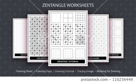 How to Draw a Zentangle. Step by Step Drawing Tutorial. Draw Guide. Simple Instruction for Kids and Adults. 110256449