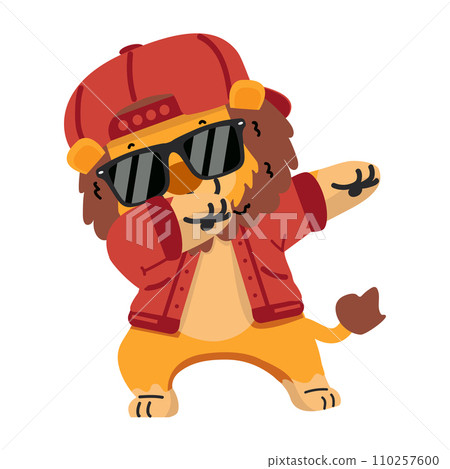 Funny lion animal dabbing cartoon Funny lion animal dabbing cartoon 110257600