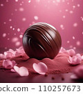 圓形巧克力放置在粉紅色背景 AI 生成的圖像上 110257673