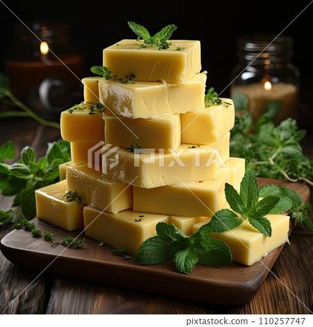 AI-generated content. Cheese mix on wooden plate still-life. Ai Generative. AI-generated content. Cheese mix on wooden plate still-life. Ai Generative. 110257747
