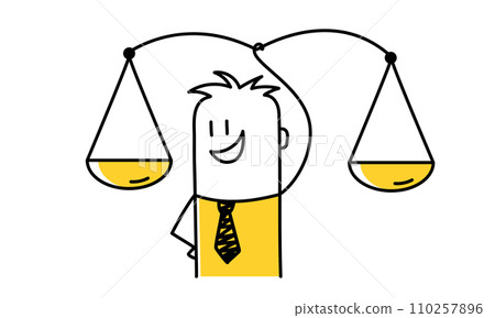 Confident businessman leader lift balance ethical scale. 110257896