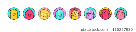Funny People Avatar Round Icon Set. Funny People Avatar Round Icon Set. 110257920