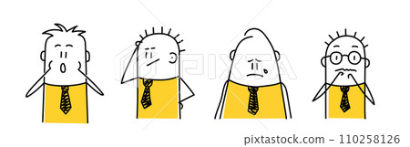 Stick figure. Set of different emotions of people. 110258126
