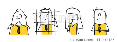 Stick figure. Set of different emotions of people. Stick figure. Set of different emotions of people. 110258127