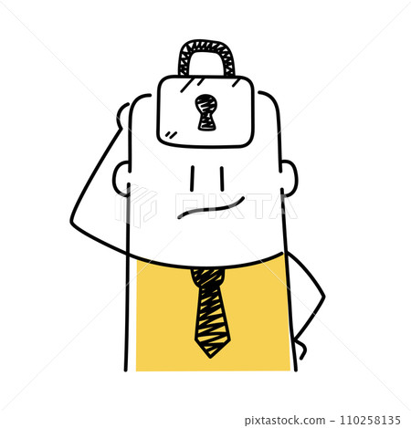 Stick figure with a closed lock pad. 110258135