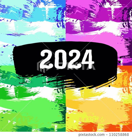 Page of background with text 2024 year. Square colorful background. Design template for layout Page of background with text 2024 year. Square colorful background. Design template for layout 110258868