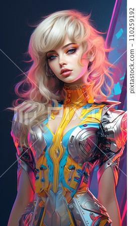 Young beautiful retro futuristic girl 110259192