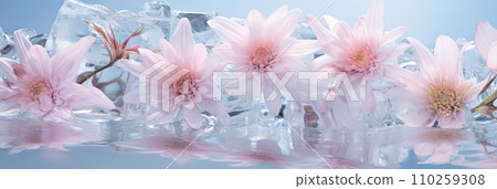 Background of flowers in ice Background of flowers in ice 110259308