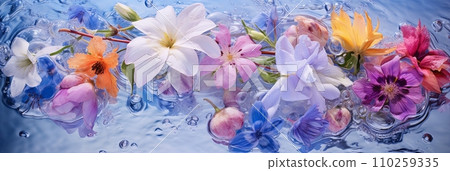 Background of flowers in ice 110259335