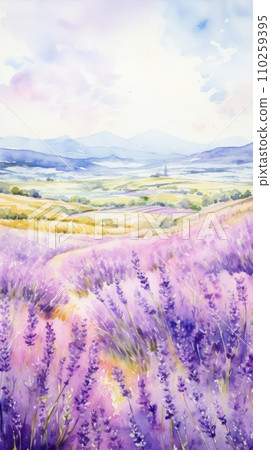 Blooming fields of purple lavender Blooming fields of purple lavender 110259395