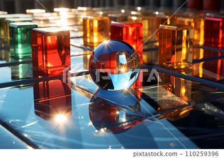 Multi-colored glass balls and cubes 110259396