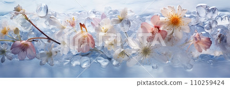 Background of flowers in ice Background of flowers in ice 110259424