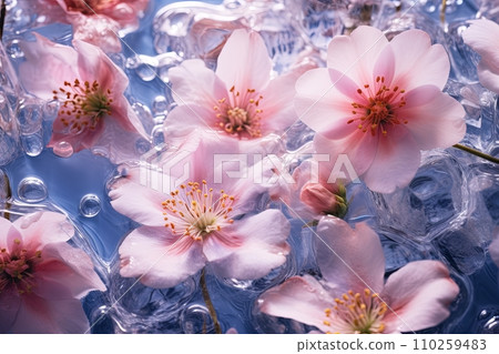 Background of flowers in ice Background of flowers in ice 110259483