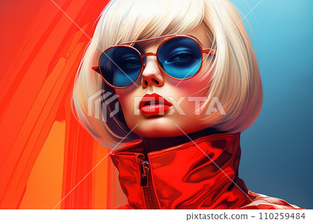 Young beautiful retro futuristic girl 110259484