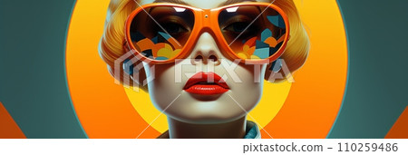 Young beautiful retro futuristic girl Young beautiful retro futuristic girl 110259486