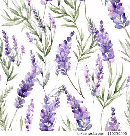 Seamless background with blooming lavender Seamless background with blooming lavender 110259490