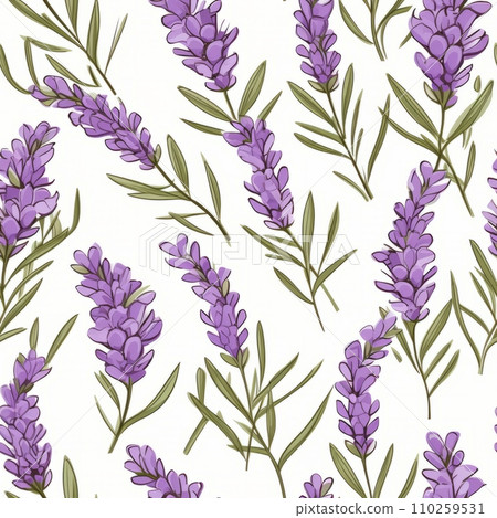 Seamless pattern with blooming lavender 110259531