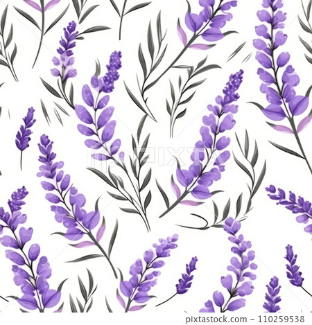 Seamless pattern with blooming lavender - Stock Illustration [110259538 ...