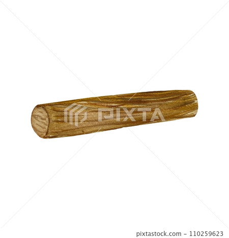 Rolling pin wooden hand drawn watercolor sketch 110259623