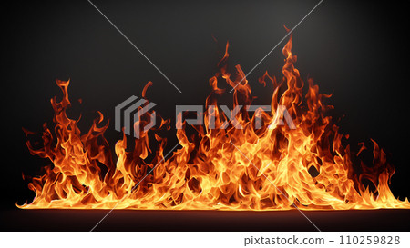 Realistic flame on black solid background Realistic flame on black solid background 110259828