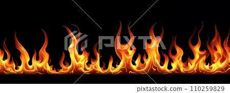Realistic flame on black solid background Realistic flame on black solid background 110259829