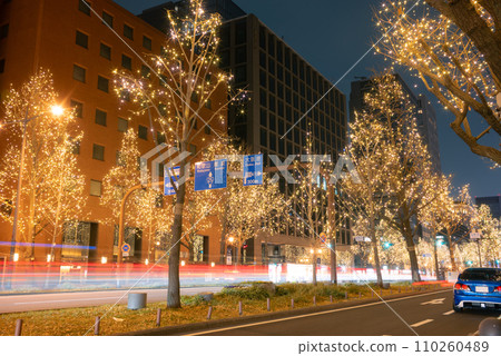 Christmas illuminations decorated on Midosuji in Osaka 110260489