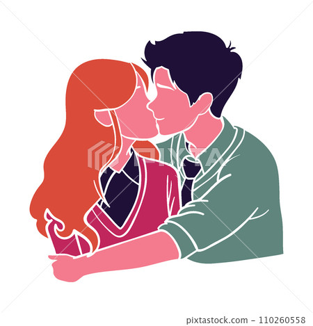 Romantic couple in love, hand drawn vector illustration Romantic couple in love, hand drawn vector illustration 110260558