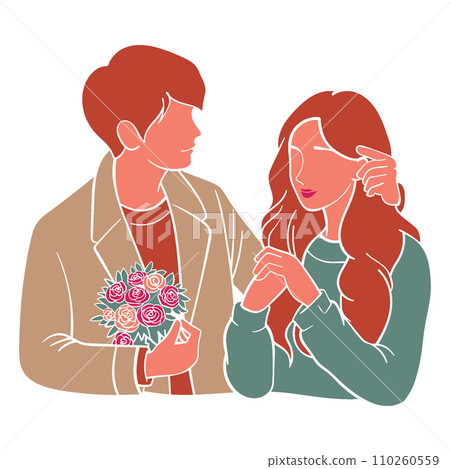 Romantic couple in love, hand drawn vector illustration Romantic couple in love, hand drawn vector illustration 110260559
