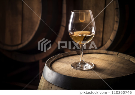 Wine Glass with Chardonnay Grapevine tasting. Wine Glass with Chardonnay Grapevine tasting. 110260746
