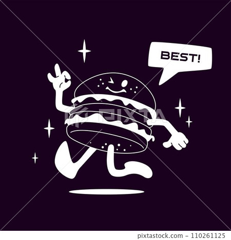 Hamburger Retro Mascot On Black BG 110261125