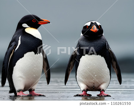Penguin in Antarctica rain modern Pantone detailed 110261550