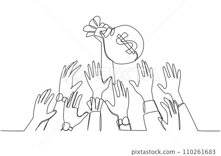 Single one line drawing hands fighting over the money bag. Hands full of ambition want to make big profits. Fighting for money. Justifies any means. Wealth. Continuous line design graphic illustration Single one line drawing hands fighting over the money bag. Hands full of ambition want to make big profits. Fighting for money. Justifies any means. Wealth. Continuous line design graphic illustration 110261683