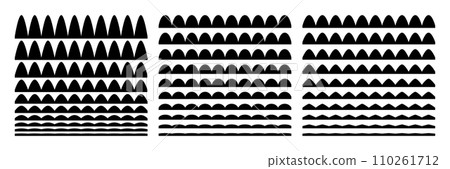 A set of wavy zigzag horizontal wiggly lines 110261712