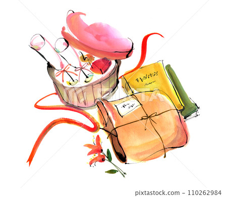 贈送香檳杯花時尚手繪水彩插畫 110262984