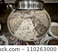 Stewed meat with any side dish: spaghetti, peas, lentils. 110263000