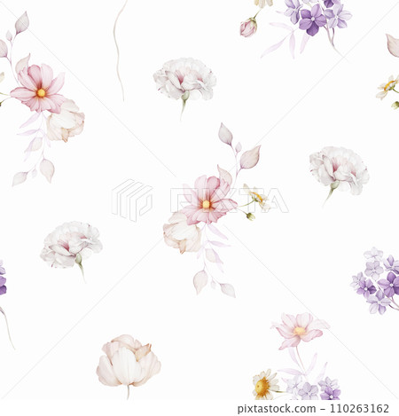 Seamless pattern with bouquets of wild flowers. Seamless pattern with bouquets of wild flowers. 110263162