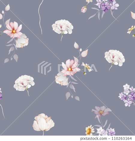 Seamless pattern with bouquets of wild flowers. Seamless pattern with bouquets of wild flowers. 110263164