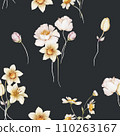Seamless pattern with narcissus lilies and white poppy 110263167