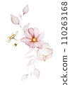 Bouquet of flowers on a white background. Watercolor illustration for greeting card 110263168